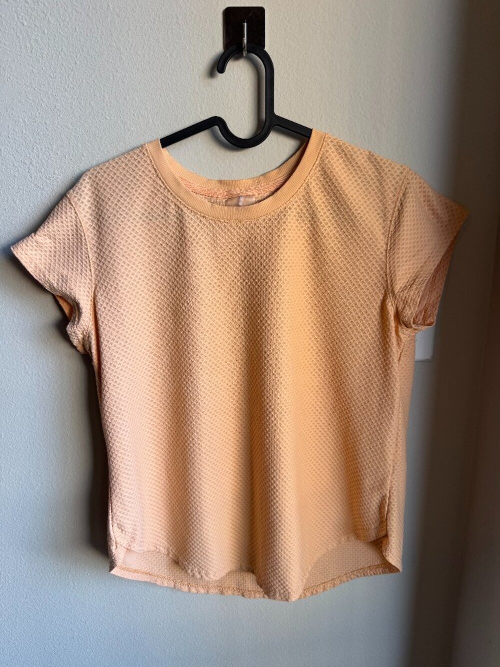 CALIA Peach Textured Short Sleeve Performance Top Size S